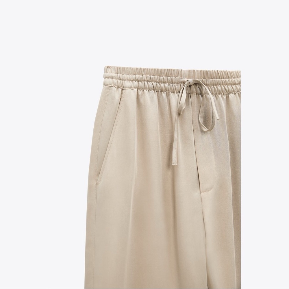 Zara beige flowy straight leg pants - Picture 3 of 5